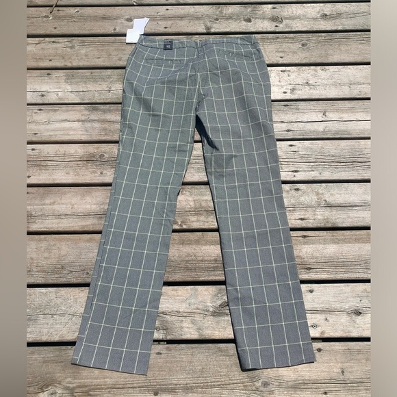 Amanda & Chelsea Plaid Slim Fit Trousers - Black/White/Lime Green Accent Size 10 - Picture 6 of 7